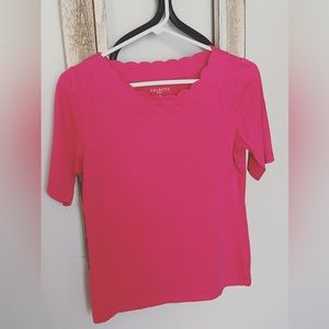 Talbots small/p pink scallop neck top